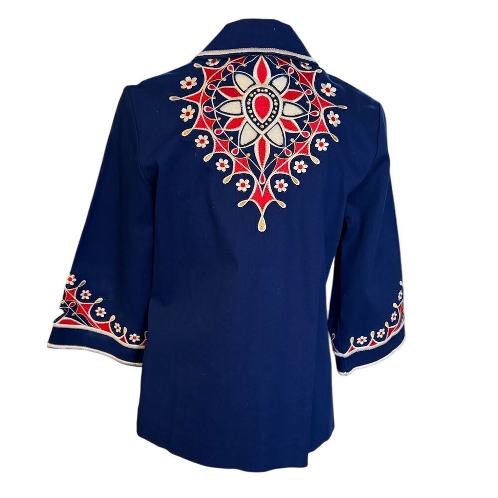 Bob Mackie Wearable Art Blue Embroidered Cutout Jacket Women's Size XS - Picture 11 of 15